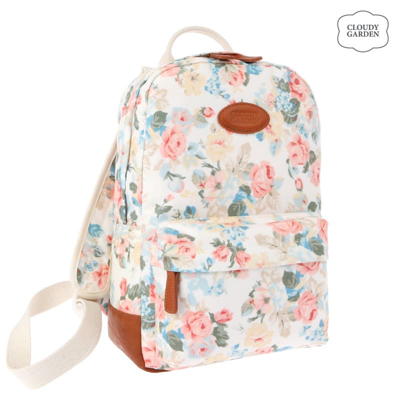 Lovely garden flower print round backpack